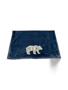 LevTex Bear Wild One Fleece Plush Security Blanket Navy Blue Lovie Woodland